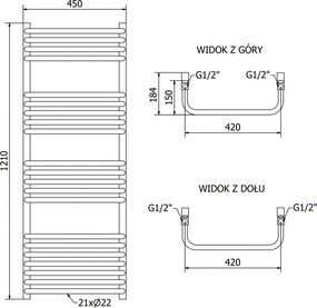 Mexen Apollo, elektrické vykurovacie teleso 1210x450 mm + vykurovacia tyč 600 W, čierna, W117-1210-450-2600-70