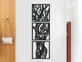 drevko 3-dielny obraz Žena a strom Rozmer obrazu: 65 x 21 cm, Farba dekorácie: Čierna