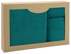 BAVLNENÉ UTERÁKY SOLANO SADA 1 KS 30X50 CM, 1 KS 50X90 CM, 1 KS 70X140 CM TMAVOTYRKYSOVÁ