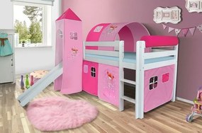 Vežička do vyvýšenej detské postele - DOMČEK ružový