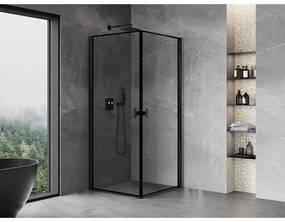 Mexen Mist-B Duo, 2-krídlový výklopný sprchový kút 80 x 80 cm, číre sklo-čierny rám, 8A2-080L-080P-70-70