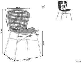 Sada 2 jedálenských ratanových stoličiek prírodná ELFROS Beliani