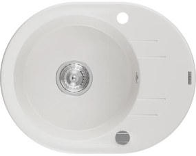 Mexen Kevin, granitový drez 586x458x190 mm, 1-komorový, biela, 6517581005-20