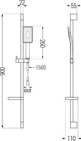 Mexen sprchový set DS54, čierna/chrom, 785544583-17