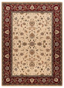 Vlnený koberec OMEGA ARIES Kvety krémovo - červený