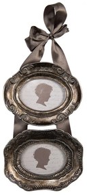 Strieborný antik 2ks fotorámik na zavesenie - 14*3*27 cm / 9*7 cm