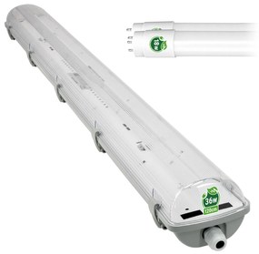 BERGE Hermetické svietidlo + 2x LED trubica - T8 - 120cm - 18W - teplá biela - SADA