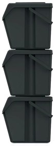 PROSPERPLAST Sada 3 odpadkových košov SORTIBOX II antracit, objem 3x25L
