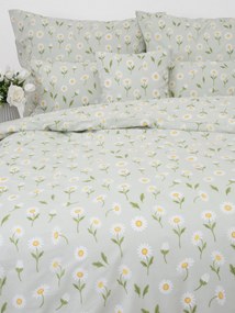 Bavlnené obliečky Renforcé - Sedmokrásky šedozelené