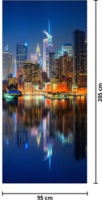 Fototapeta na dvere - Manhattan v noci (95x205cm)