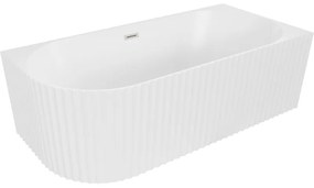 Mexen Gia, voľne stojaca rohová vaňa, drážkovaná, pravá, 170 x 80 cm, biela matná, brúsená oceľ, 52701708001P-97