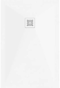 Mexen Stone+, obdĺžniková vanička z minerálneho kompozitu 80 x 70 cm, biela, biela krytka, 44107080-W