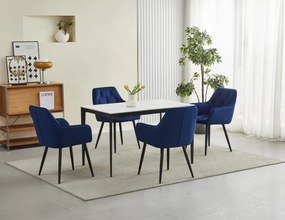 Jedálenská stolička JORK zamatová, tmavomodrá (čierne nohy)