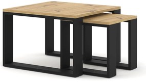 Set konferenčných stolíkov Nulakka (dub artisan + čierna). Akcia -23%. Vlastná spoľahlivá doprava až k Vám domov. 1124967