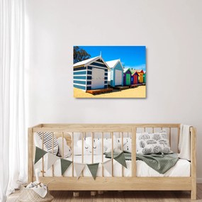 Sklenený obraz - Pláž Brighton, Melbourne, Austrália (70x50 cm)