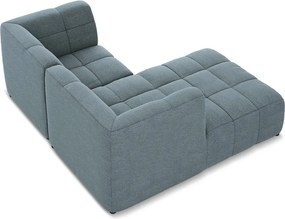 Modrá rohová pohovka z textílie buklé (ľavý roh/s leňoškou) Aloha – Makamii