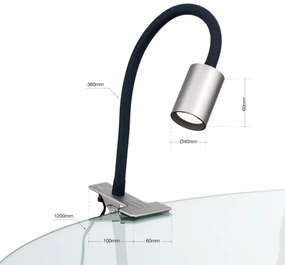 Orion Str 10-489- LED Flexibilná stolná lampa s klipom KURT LED/5W/230V strieborná