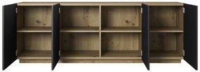Komoda Asha 200 cm na sokli - artisan / čierny mat