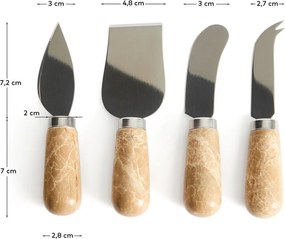 Nože v súprave 4 ks na syr z nehrdzavejúcej ocele Adoma – Kave Home