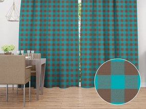 Biante Bavlnený záves Olivia OL-018 Tyrkysovo-hnedá kocka veľká 140x150 cm