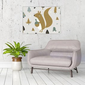 Obraz - Veverička s orieškom (70x50 cm)