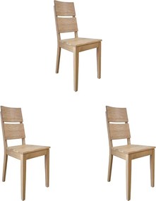 Jedálenské dubové stoličky s dreveným sedákom - set 3 ks