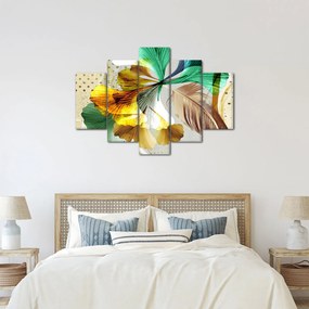 Obraz - Listy s pierkom (150x105 cm)