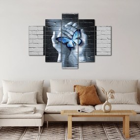Obraz - Motýľ na stene (150x105 cm)