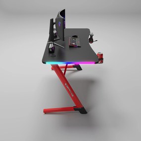 Herný stôl s podsvietením BG01 čierno-červený 140 cm