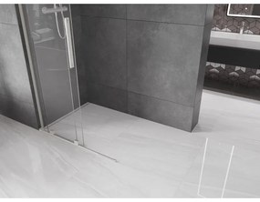 Mexen Velar L, posuvná sprchová zástena Walk-in 100 x 200 cm, 8mm číre sklo, brúsená oceľ, 871-100-003-03-97
