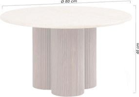 Okrúhly konferenčný stolík Massia 80 cm do obývačky - travertín / orech