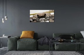 Obraz na skle Motocykla cestného oblohy top 100x50 cm