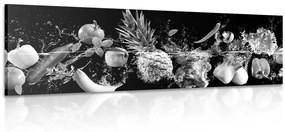 Obraz organické ovocie a zelenina v čiernobielom prevedení - 120x40