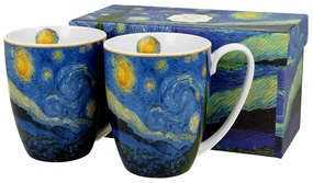 Sada 2 ks porcelánových hrnků Van Gogh STARRY NIGHT 350 ml modrá