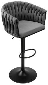 Barová stolička COFTON zamatová, grafitová / čierna