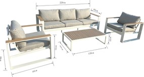 Súprava záhradného nábytku pre 5 osôb Houseland Ardexa biela/sivá