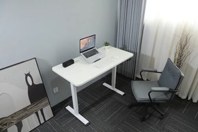 Výškovo nastaviteľný elektrický stôl BestBerg BBAT-14WW / rozmer 140x70 cm / výška 93,4-125,4 cm / biely