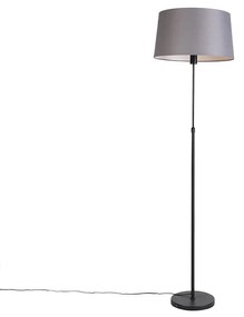 Stojaca lampa čierna s tmavosivým ľanovým tienidlom 45 cm - Parte