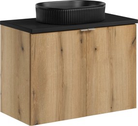 Comad Kúpeľňová skrinka s doskovým umývadlom SET-NOA B BLACK 80 dub coast evoke