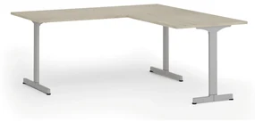 Kancelársky stôl PRIMO BETA L, 1800 x 1800 mm, sivá podnož, dub prírodný