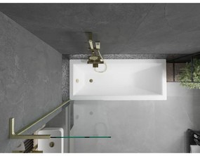 Mexen Next L, 1-krídlová vaňová zástena 60 x 150 cm, 6mm číre sklo, zlatý matný profil, 895-060-000-03-00-55