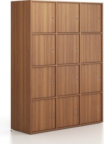 Kancelárska skriňa FRAME, 12x dvere, 1299 x 450 x 1735 mm, cylindrický zámok, orech