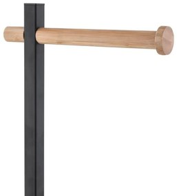 Držiak toaletného papiera s WC štetkou HANK - kov/bambus - čierny