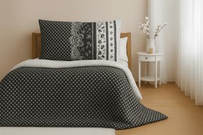 Bavlnené obliečky na 2 postele CANZONE BLACK, čierne Rozmer obliečky: 2 ks 70 x 90 cm | 2 ks 140 x 200 cm