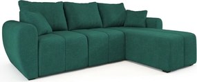 AKCIA Rozkladacia obojstranná sedacia súprava do L SEVIO 246x145 cm, fľaškovozelená + 2 vankúšiky ZDARMA II. akosť