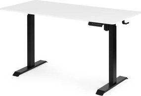 Elektrický nastaviteľný stôl 140 x 70 cm, nastaviteľná výška 76-121cm, biely s čiernymi nohami