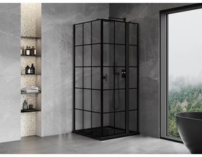 Mexen Mist T, sprchový kút s krídlovými dverami, pravý, 80 x 80 cm, 8mm číre sklo, čierny profil, 8A4T-080-080-70-77-P