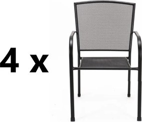 Kovová záhradná stolička 4 ks RIVER, čierna