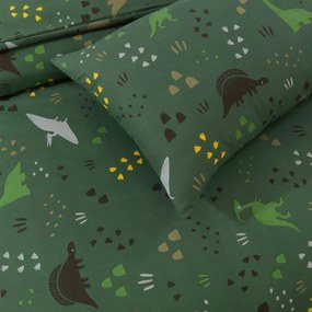 Bavlnené obliečky do postieľky DINO STEPS tmavozelené Rozmer obliečky: 45 x 65 cm | 90 x 135 cm