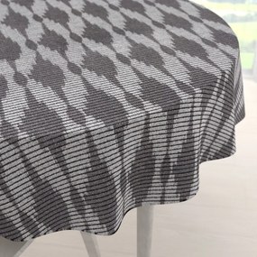 Biante Dekoračný okrúhly obrus Leona LN-047 Svetlo sivé obrazce a pásiky Ø 130 cm